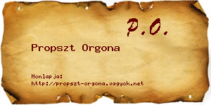 Propszt Orgona névjegykártya
